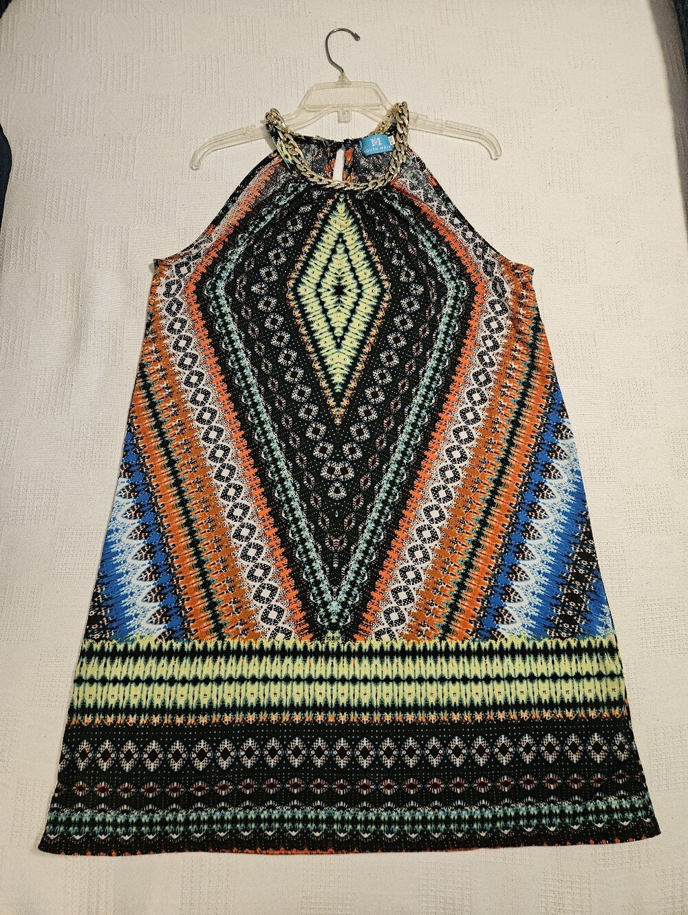 Sleeveless Multicolor Tribal Print Halter Dress/top depending On How Tall You Ar